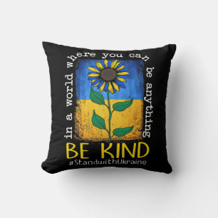 Sunflower Ukrainian Flag Be Kind Stand With Ukrain Throw Pillow