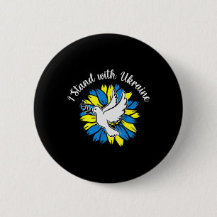 Sunflower Ukrainian Flag Dove Ukraine I Stand With 2 Inch Round Button