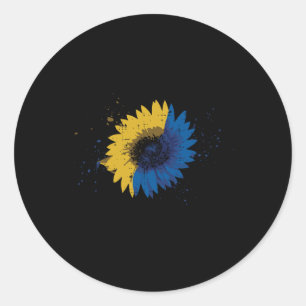 Sunflower Ukrainian Flag Free Ukraine Women Girls Classic Round Sticker