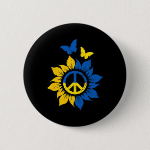 Sunflower Ukrainian Flag Vintage I Stand With Ukra 2 Inch Round Button