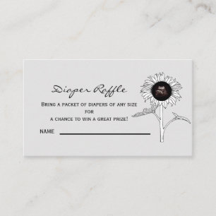 Sunflower Ultrasound Grey Diaper Raffle  Enclosure Card