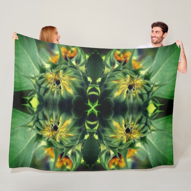 Sunflower Unfolding Abstract  Fleece Blanket (In Situ)