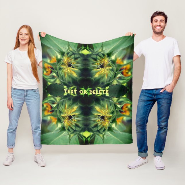 Sunflower Unfolding Abstract Personalized Fleece Blanket (In Situ)