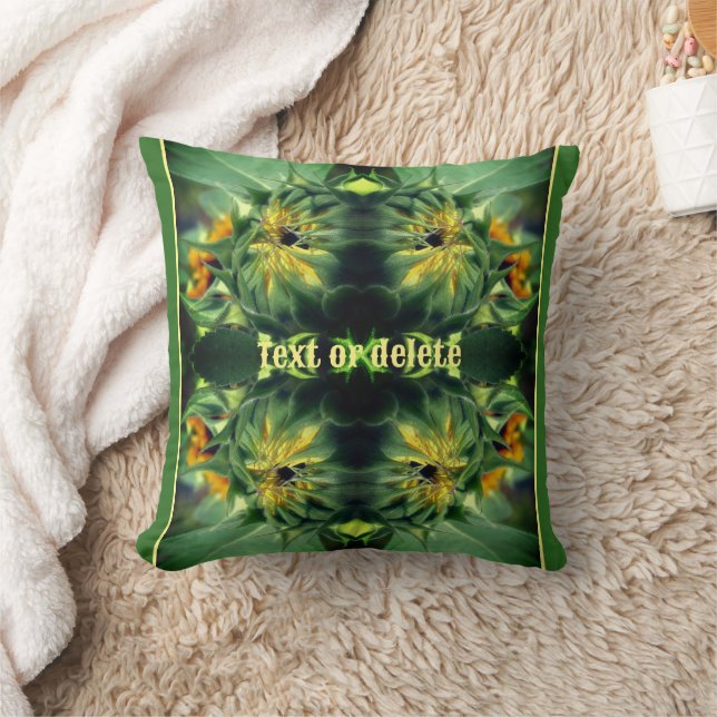 Sunflower Unfolding Abstract Personalized Throw Pillow (Blanket)