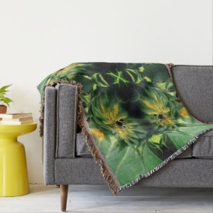Sunflower Unfolding Abstract Throw Blanket