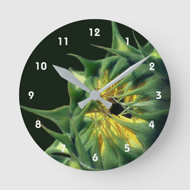 Sunflower Unfolding Floral Round Clock (Front)