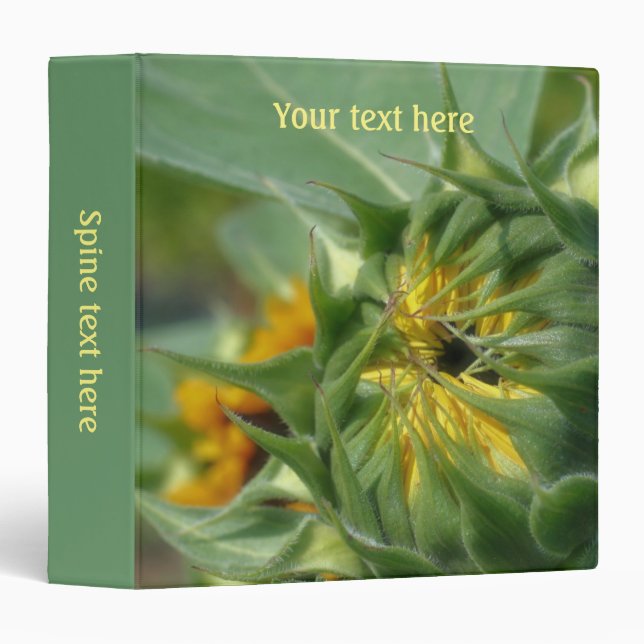 Sunflower Unfolding Personalized Binder (Front/Spine)
