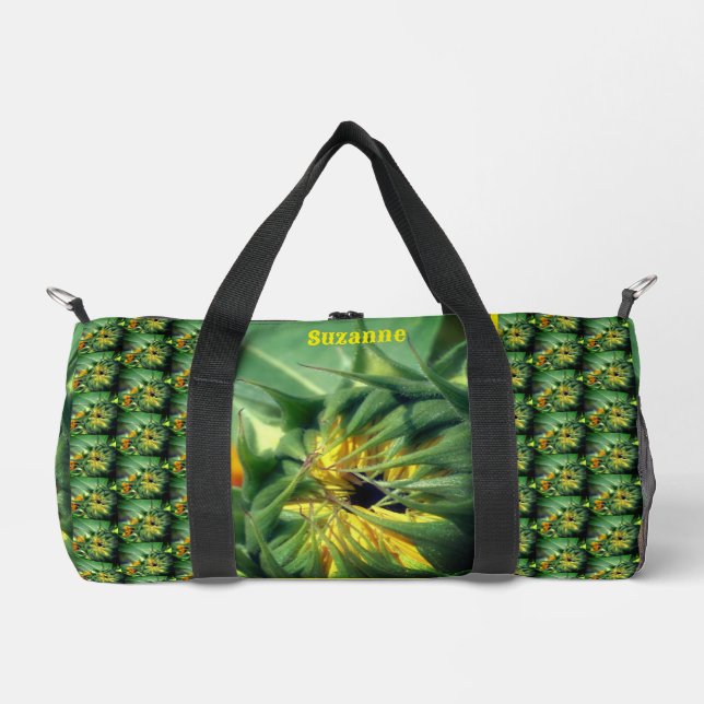 Sunflower Unfolding Personalized  Duffle Bag (Front)