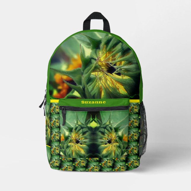 Sunflower Unfolding  Personalized Printed Backpack (Front)