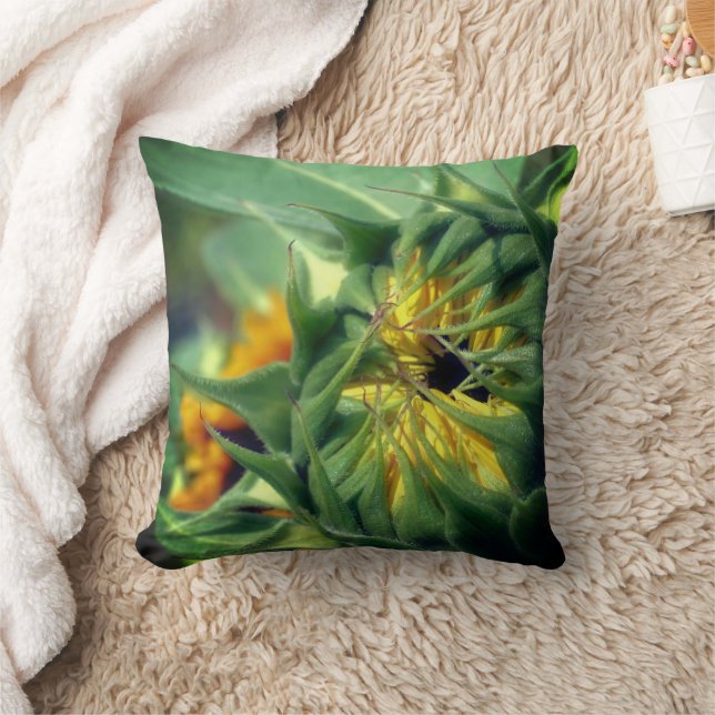 Sunflower Unfolding   Throw Pillow (Blanket)