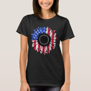 Sunflower Usa American Flag Patriotic 4th of July T-Shirt