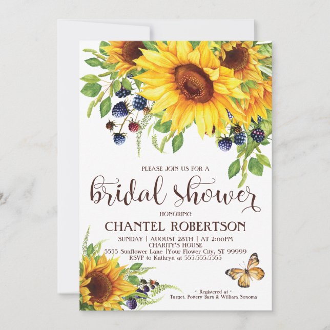 Sunflower V3 Bridal Shower Invitation (Front)