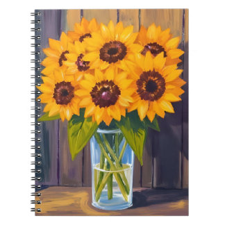 Sunflower Vase | Yellow Flower Watercolor Notebook