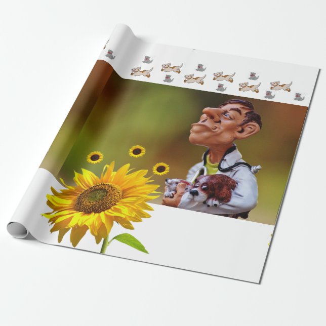Sunflower Veterarian Matte Wrapping Paper (Unrolled)