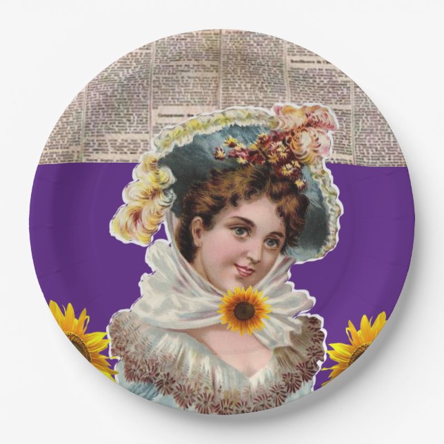 Sunflower Victorian Paper Plates (Front)