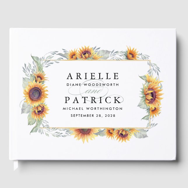 Sunflower Vintage Aquarelle Mariage Livre d'hôtes (Recto)
