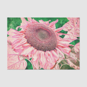 Sunflower Vintage Bright Pink Green Decoupage Tissue Paper