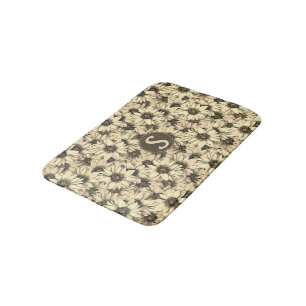 Sunflower Vintage Charm Sepia Tone Bath Mat