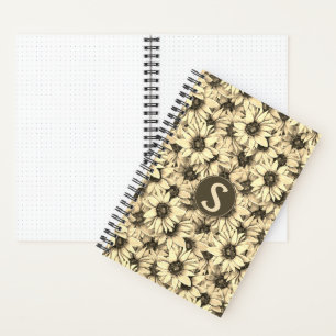 Sunflower Vintage Charm Sepia Tone Spiral Notebook