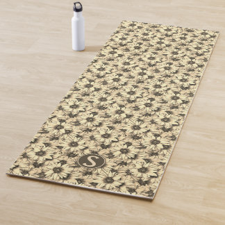 Sunflower Vintage Charm Sepia Tone Yoga Mat