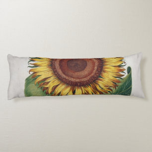 Sunflower Vintage Damask Flower Art Body Pillow