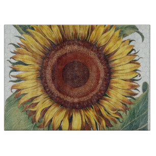 Sunflower Vintage Damask Flower Art Cutting Board