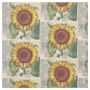 Sunflower Vintage Damask Flower Art Fabric