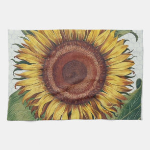 Sunflower Vintage Damask Flower Art Kitchen Towel