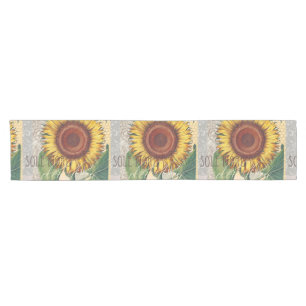 Sunflower Vintage Damask Flower Art Short Table Runner
