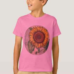 Sunflower Vintage Damask Flower Art T-Shirt