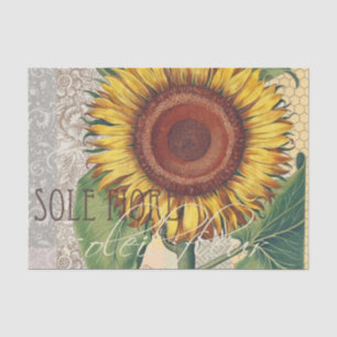 Sunflower Vintage Damask Flower Art Tissue Paper