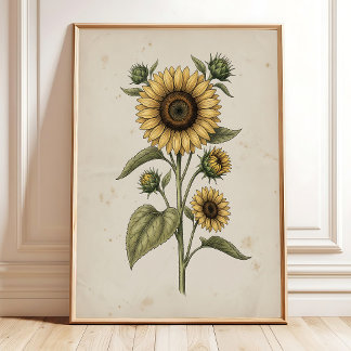 Sunflower Vintage Farmhouse Wall Art