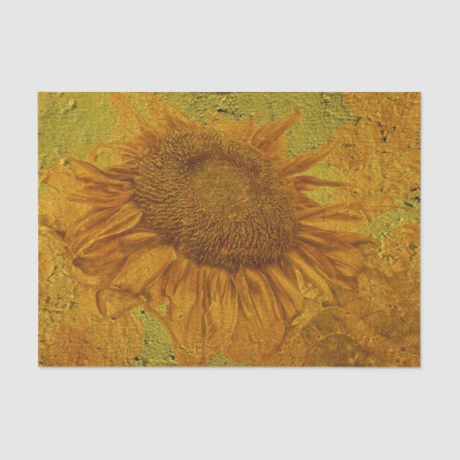 Sunflower Vintage Gold Yellow Texture Decoupage Tissue Paper (Front)