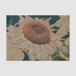 Sunflower Vintage Metallic Yellow Green Decoupage Tissue Paper