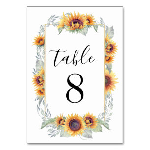 Sunflower Vintage Wedding Tableau Numéro Cartes