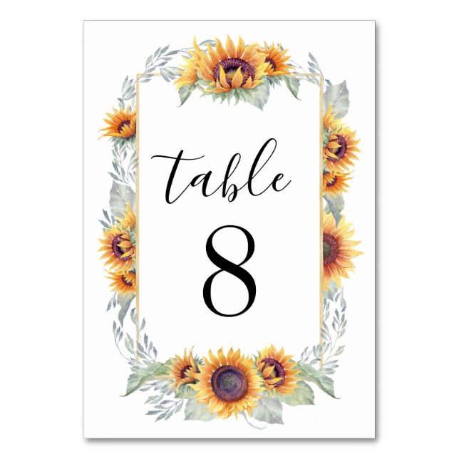 Sunflower Vintage Wedding Tableau Numéro Cartes (Par défaut)