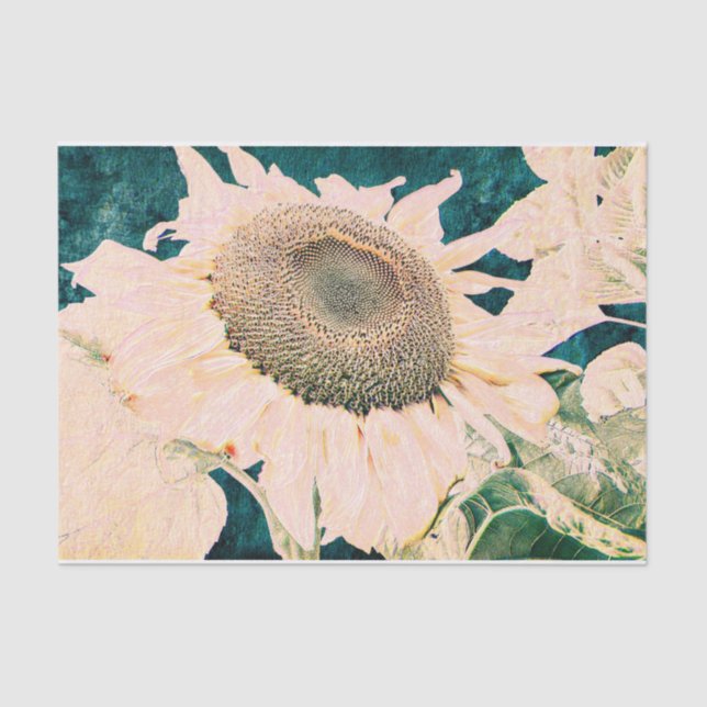 Sunflower Vintage Yellow Dark Green Decoupage Tissue Paper (Front)