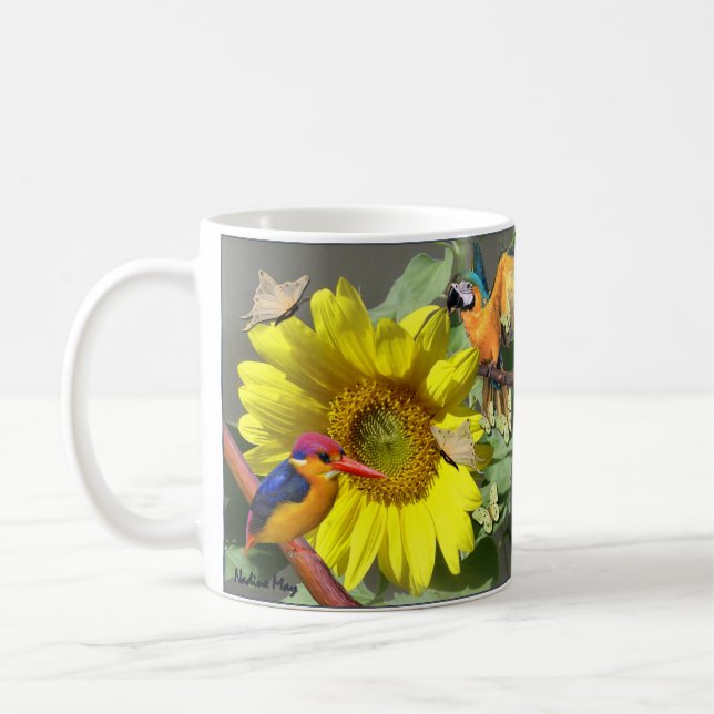 Sunflower visitors  coffee mug (Left)