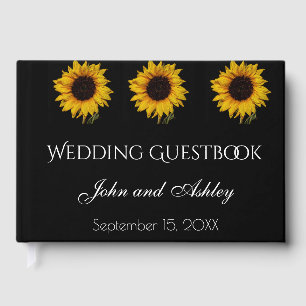 Sunflower Water Droplets Wedding Guest Book