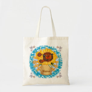 Sunflower Watercan custom name tote bag