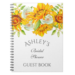 Sunflower Watercolo Floral Personalized Guest Book