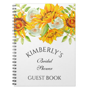 Sunflower Watercolo Floral Personalized Guest Book