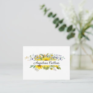 Sunflower watercolor blue wildflower wedding place card