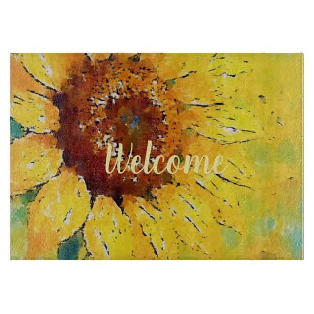 Sunflower watercolor cutting board (Front)