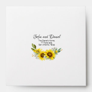 Sunflower watercolor daisy wildflower wedding envelope