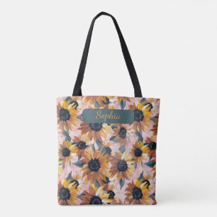 Sunflower Watercolor Design Tote Bag