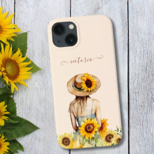 Sunflower Watercolor Floral Bohi Art Script Name  iPhone 13 Case