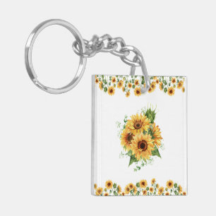 Sunflower Watercolor – Floral Graphic Keychain
