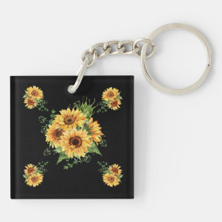 Sunflower Watercolor – Floral Graphic Keychain