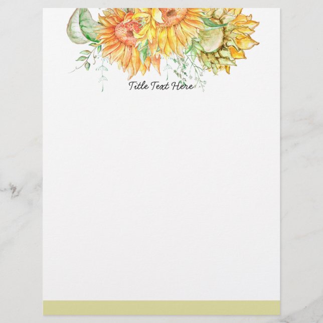 sunflower Watercolor floral, letterhead (Front)